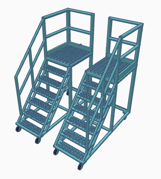 Locomotive Cab Access Steps Pair - Light Blue