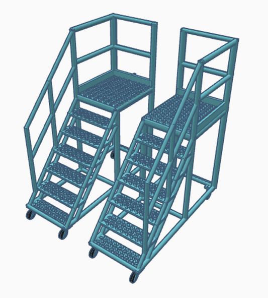 Locomotive Cab Access Steps Pair - Light Blue