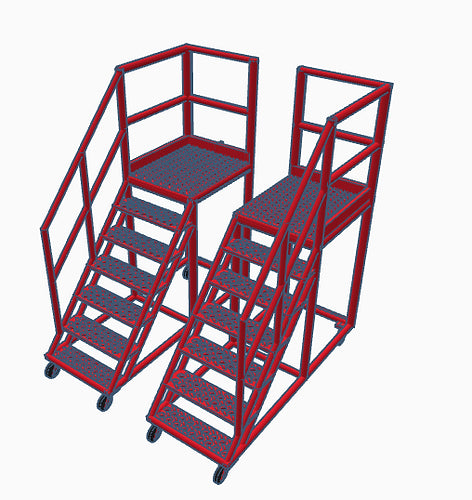 Locomotive Cab Access Steps Pair - Red