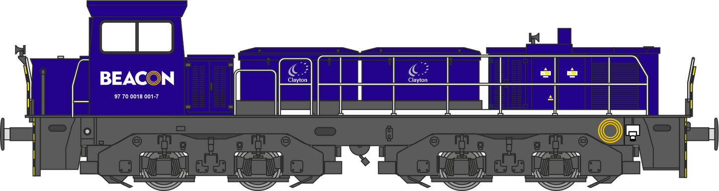 Clayton Class 18 (18001-5) / CBD90 Beacon Rail Hybrid Battery Diesel Locomotive (Single Headlight)