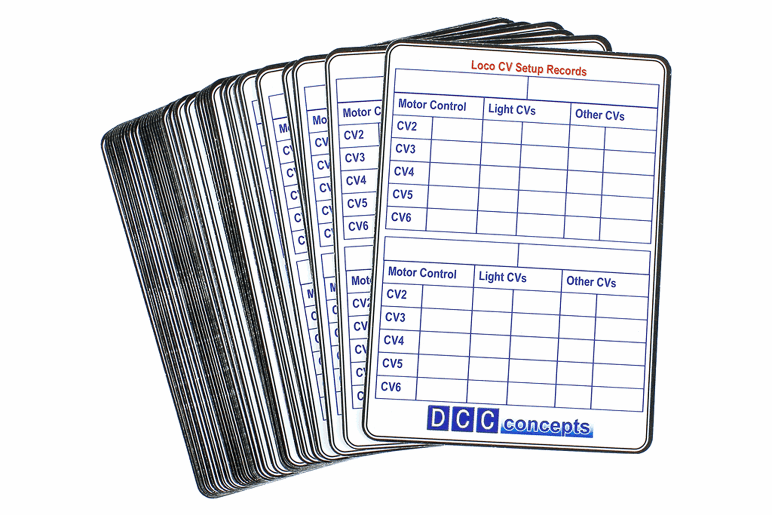 52 Decoder CV Settings Record Cards