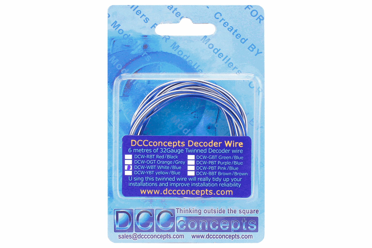DCC Concepts DCW-32WBT TWIN Wire Decoder Stranded 6m (32g) โ Rails