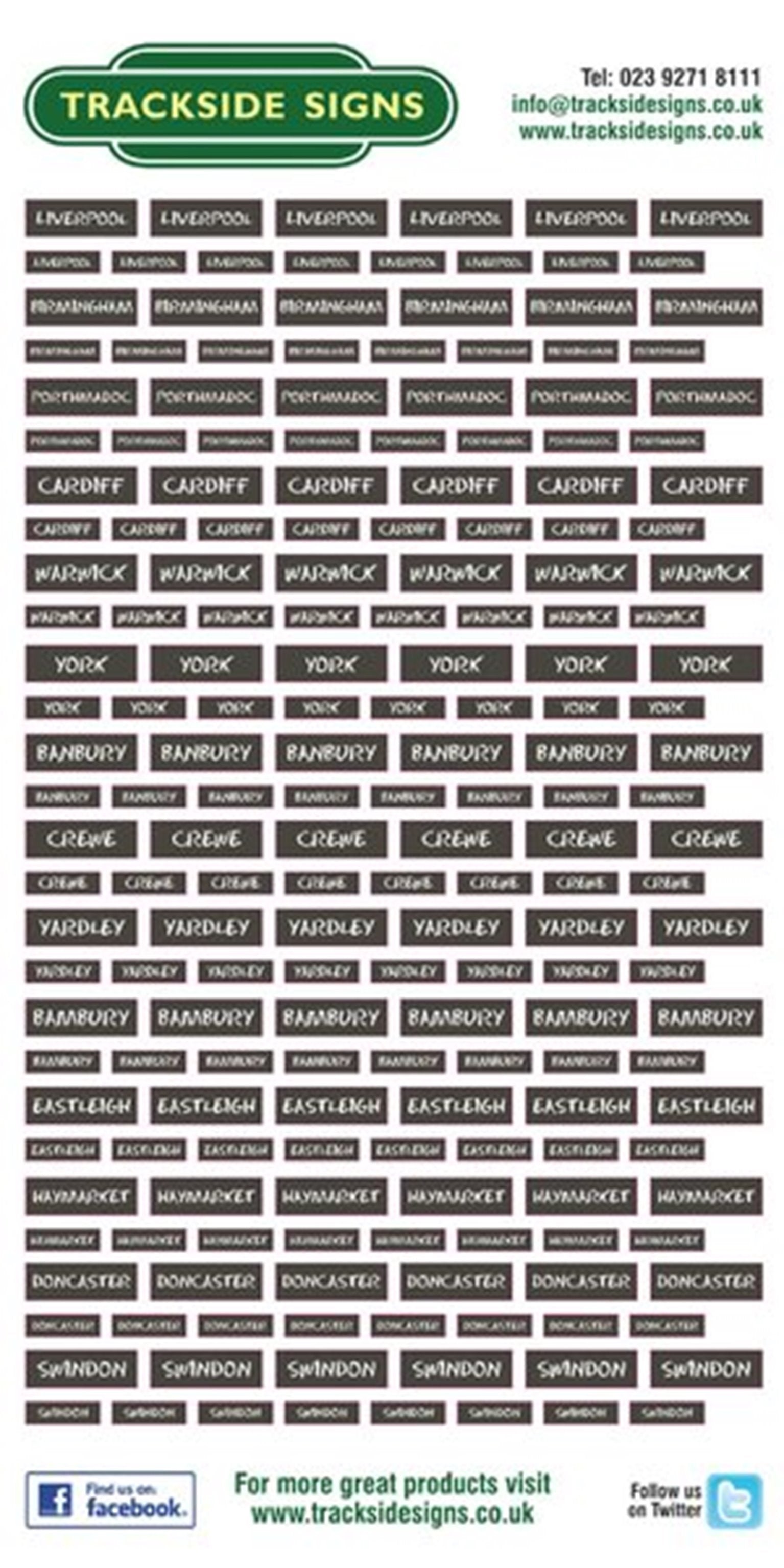 Trackside Signs TSGW0001 Goods Wagon Destination Labels – Rails