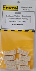 2mm N gauge resin cast dry stone walling – gate posts set of 8