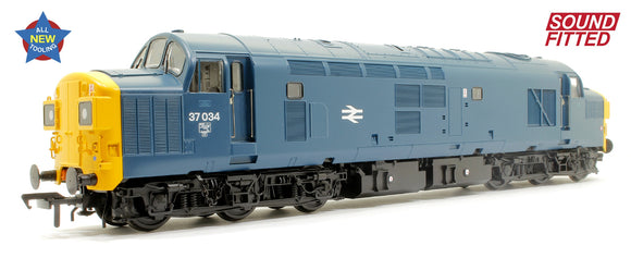 Class 37/0 Split Headcode 37034 BR Blue Diesel Locomotive (DCC Sound)