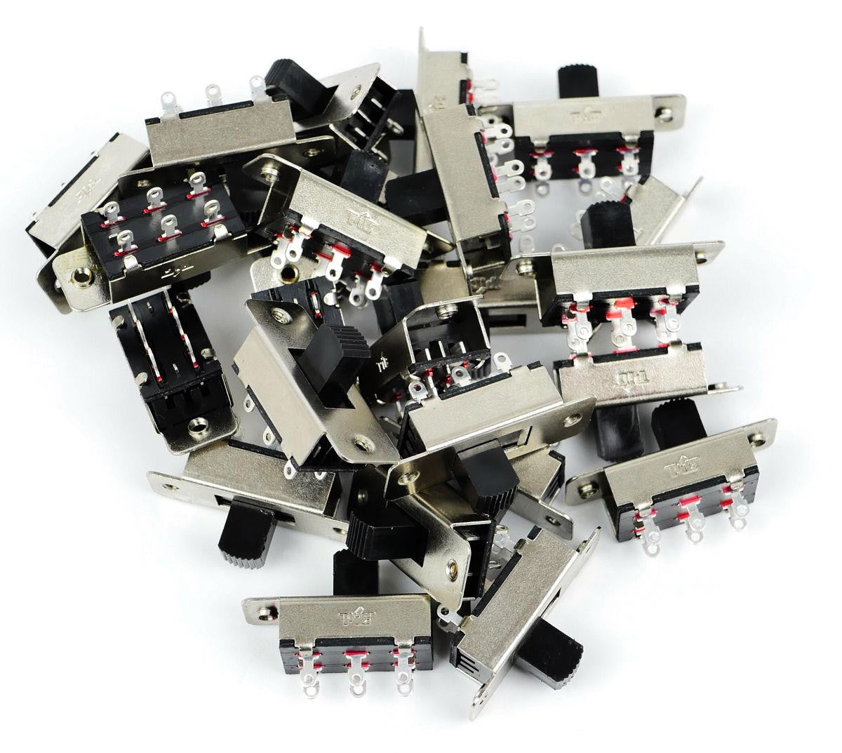 Bulk Pack of 25 Slide Switches DPDT Centre-off