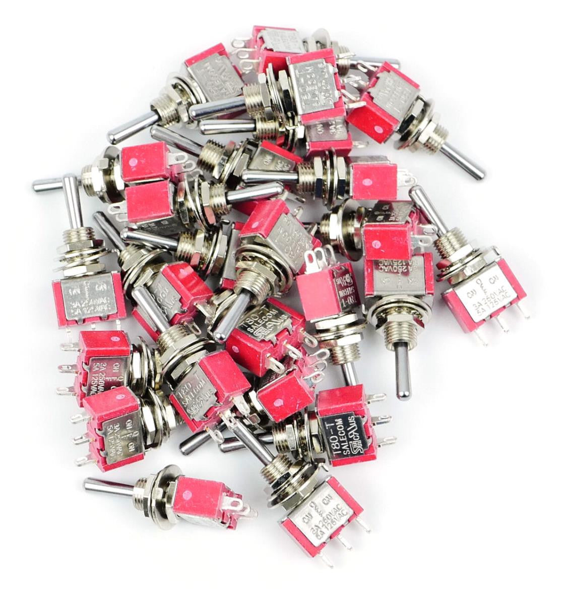 Bulk Pack of 25 Mini-Toggle Switches SPDT Centre-off