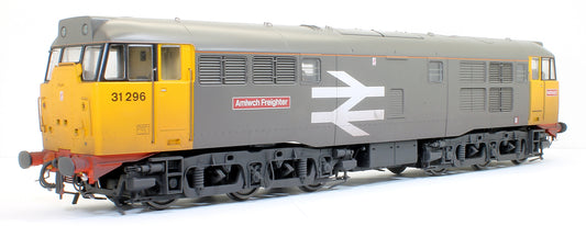 Pre-Owned Class 31/1 31296 "Amlwch Freighter/Tren Nwyddau Amlwch" Railfreight grey/yellow Diesel Locomotive - Weathered