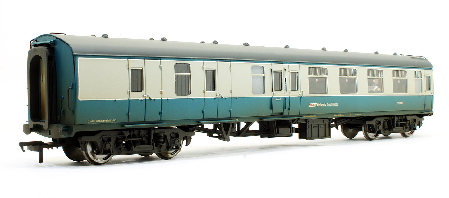 Pre-Owned 39-003 MK1 Coach Pack BR Blue & Grey NSE Branding (Weathered & Fitted With Passengers)