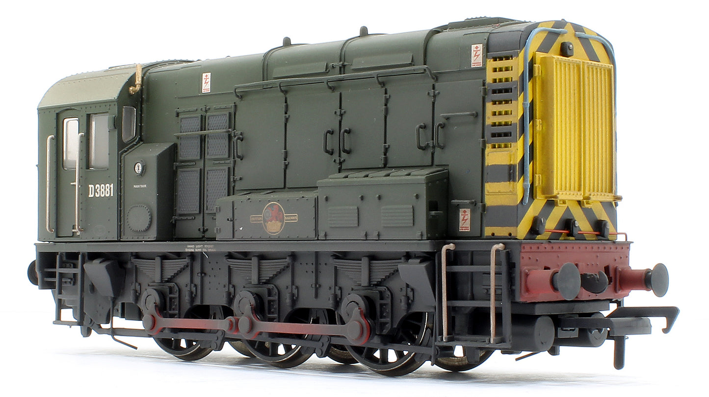 Pre-Owned 32-116B Class 08 D3881 BR Green (Wasp Stripes) Diesel Locomotive - Weathered
