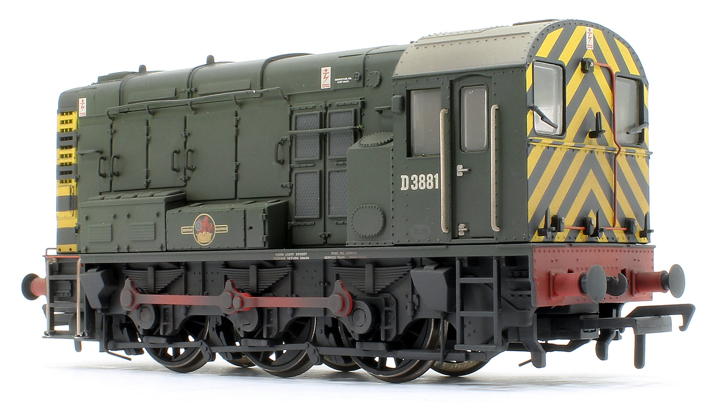 Pre-Owned 32-116B Class 08 D3881 BR Green (Wasp Stripes) Diesel Locomotive - Weathered