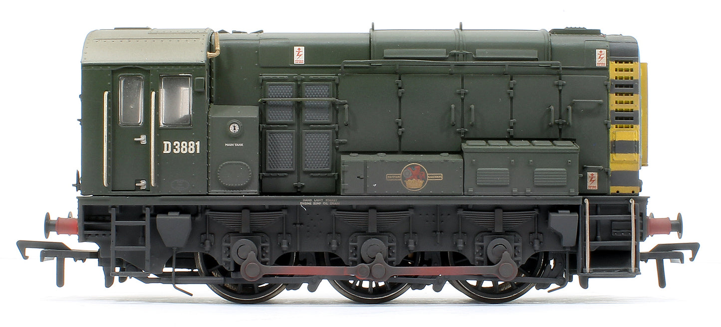 Pre-Owned 32-116B Class 08 D3881 BR Green (Wasp Stripes) Diesel Locomotive - Weathered