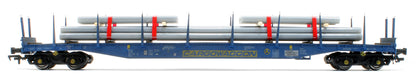 IGA Cargowaggon bogie flat in CARGOWAGGON blue with pipe load 4647 033 - Weathered