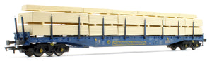 IGA Cargowaggon bogie flat in CARGOWAGGON blue with timber load 4734 320 - Weathered