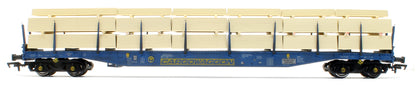 IGA Cargowaggon bogie flat in CARGOWAGGON blue with timber load 4734 320 - Weathered