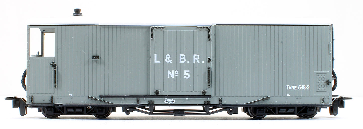 L&B 8 ton Bogie Goods Brake Van, L&B Livery, grey, no.5, Open Veranda.