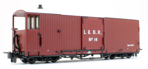L&B 8 ton Bogie Goods Brake Van L&B Livery Red no.14, Open Veranda