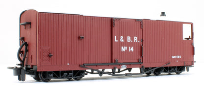 L&B 8 ton Bogie Goods Brake Van L&B Livery Red no.14, Open Veranda