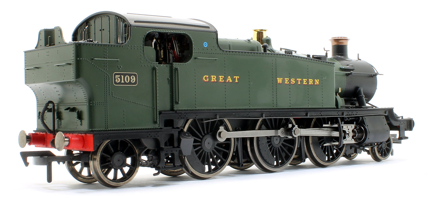Large Prairie 2-6-2 Tank Locomotive #5109 in Green lettered Great Western