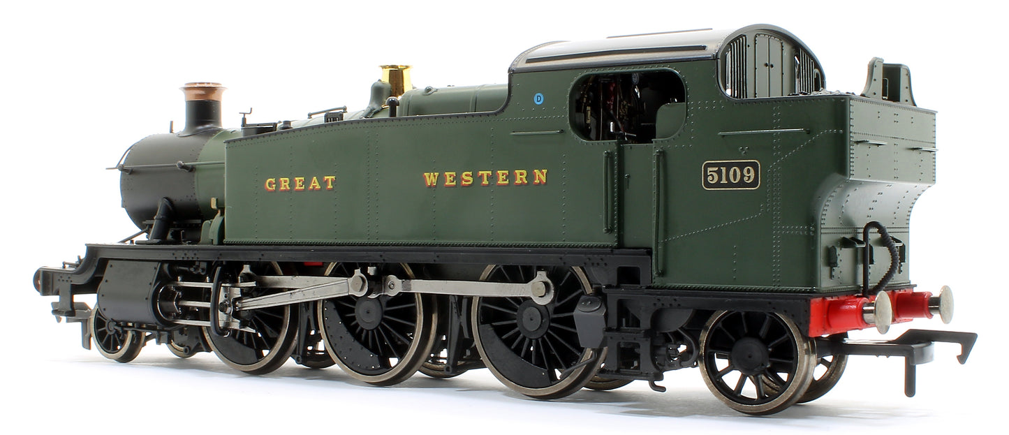 Large Prairie 2-6-2 Tank Locomotive #5109 in Green lettered Great Western