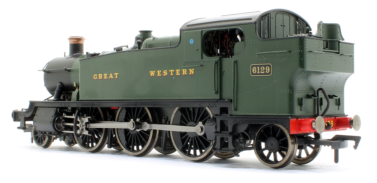 Large Prairie 2-6-2 Tank Locomotive #6129 in Green lettered Great Western