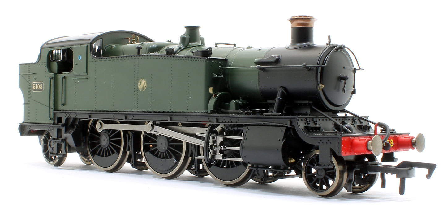 Large Prairie 2-6-2 Tank Locomotive #5108 in GWR Green Shirt Button Roundel - DCC Sound Fitted