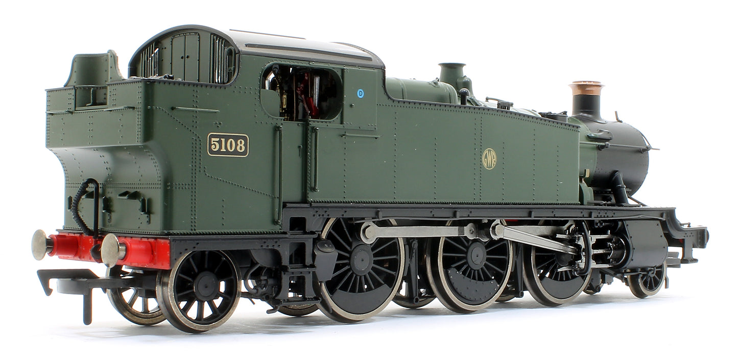 Large Prairie 2-6-2 Tank Locomotive #5108 in GWR Green Shirt Button Roundel - DCC Sound Fitted