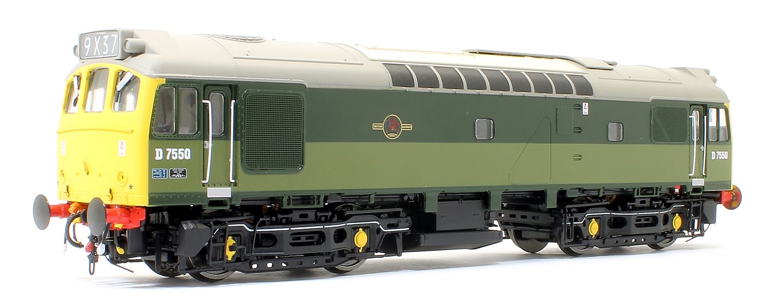 Class 25/3 - D7550 BR Two Tone Green with full yellow ends and BR Blue data panel