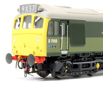 Pre-Owned Class 25/3 - D7550 BR Two Tone Green with full yellow ends and BR Blue data panel Diesel Locomotive - DCC Sound