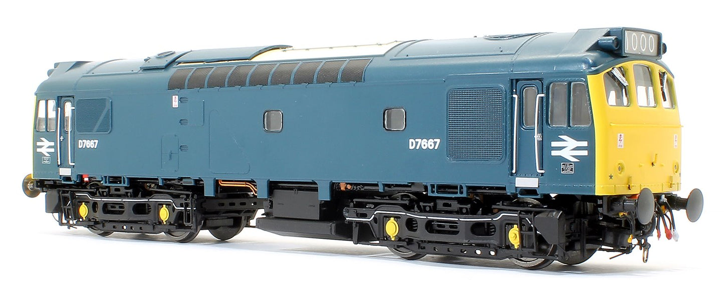 Class 25/3  D7667 BR Rail Blue with full yellow ensue (twin double arrows - 1000th loco built at Derby Works) Diesel Locomotive