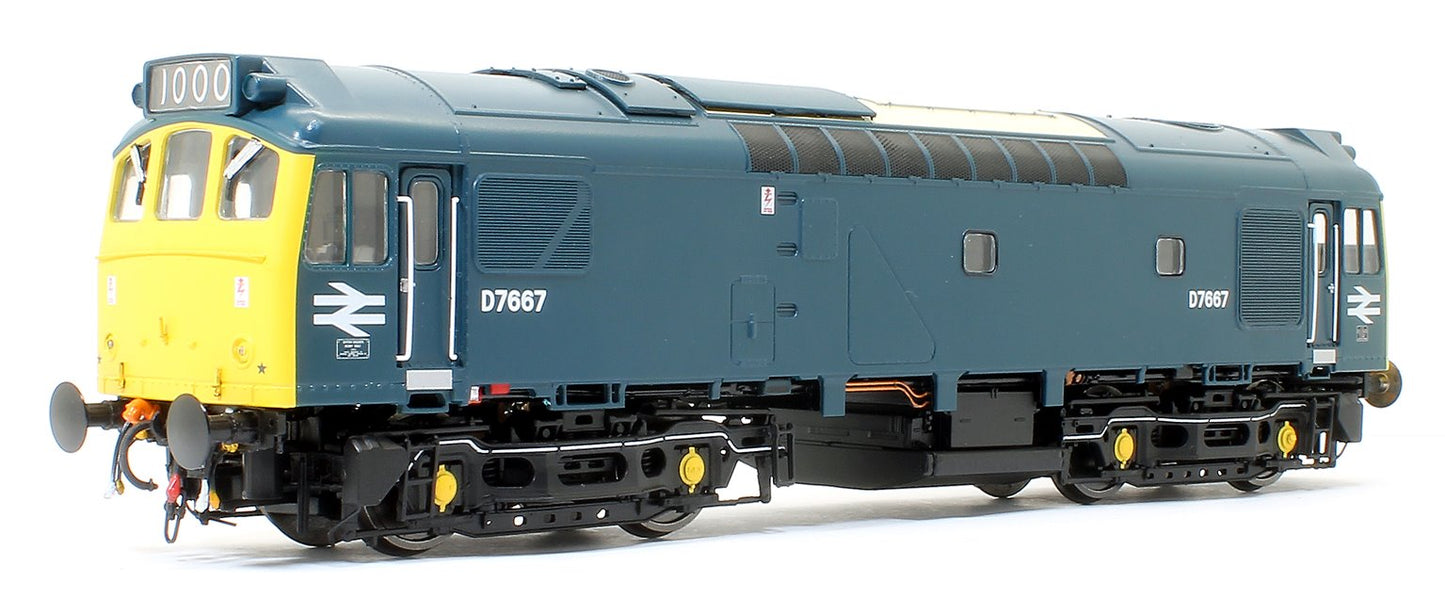 Class 25/3  D7667 BR Rail Blue with full yellow ensue (twin double arrows - 1000th loco built at Derby Works) Diesel Locomotive