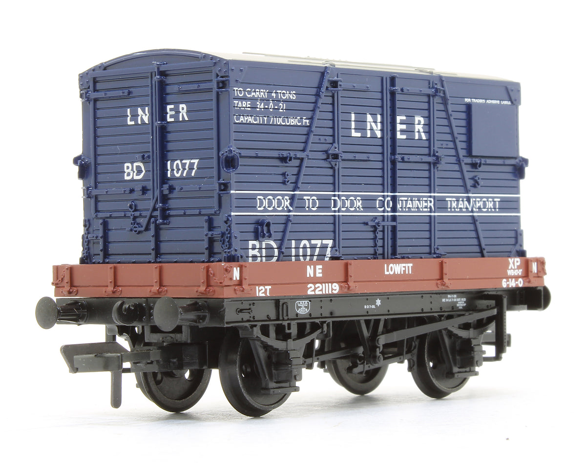 Pre-Owned 1 Plank Wagon LNER Bauxite No.221119 With 'LNER' Blue BD Container