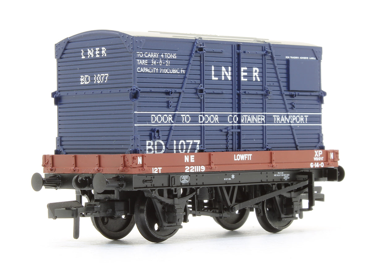 Pre-Owned 1 Plank Wagon LNER Bauxite No.221119 With 'LNER' Blue BD Container