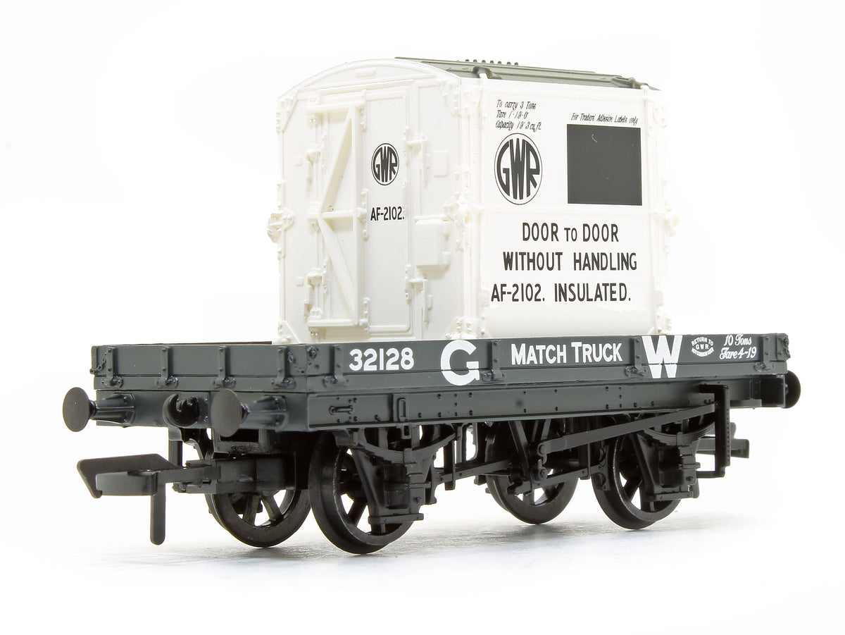 Pre-Owned 1 Plank Wagon GWR Grey With 'GWR' AF Container 32128