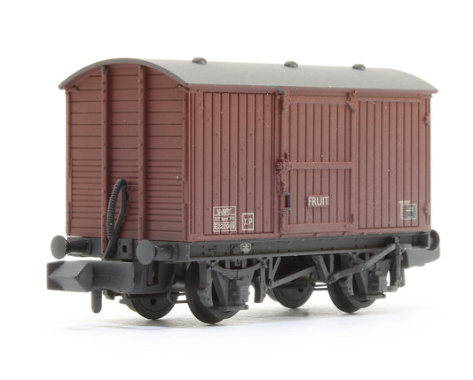 LNER 12T Ventilated Fruit Van Planked Ends BR Bauxite (Late) 222069 - Weathered