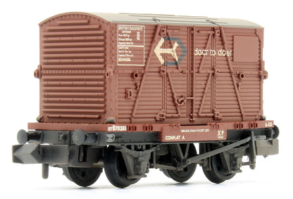 Conflat Wagon BR Bauxite (Early) With 'Door-To-Door' BD Container with Wagon Load 701283- Weathered