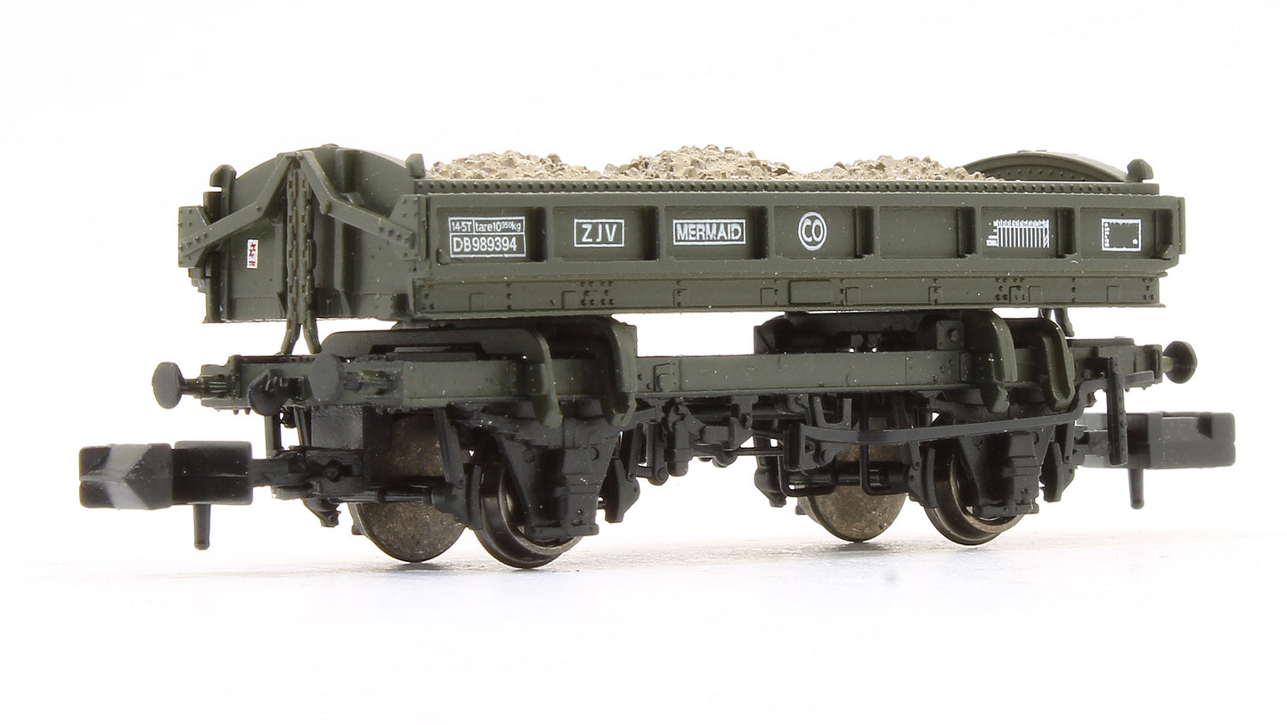 14T 'Mermaid' Side Tipping Ballast Wagon BR Departmental Olive Green No. DB989394