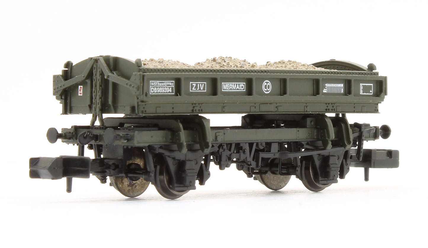 14T 'Mermaid' Side Tipping Ballast Wagon BR Departmental Olive Green No. DB989394