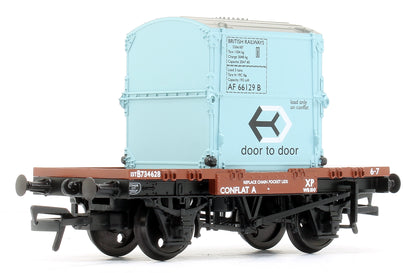 Conflat Wagon BR Bauxite (Early) With BR Ice Blue AF Container 734628