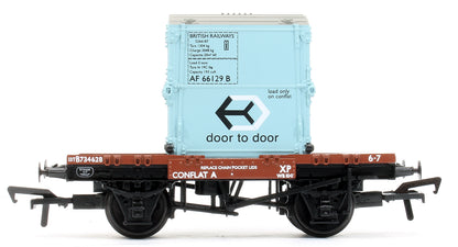 Conflat Wagon BR Bauxite (Early) With BR Ice Blue AF Container 734628