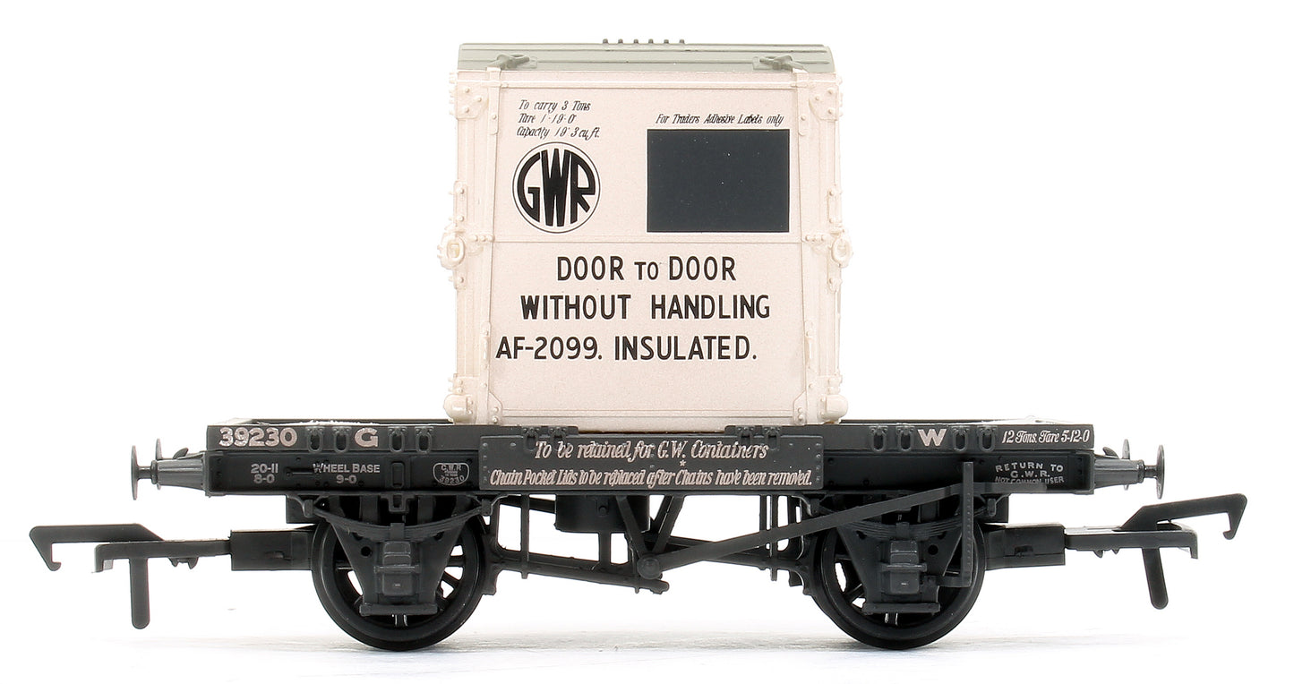 Conflat Wagon GWR Grey With 'GWR' AF Container - Weathered 39230