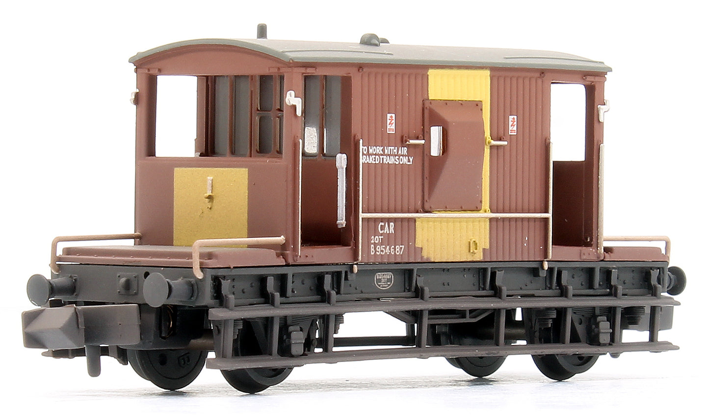 BR 20T Brake Van BR Bauxite (TOPS) 'Air Piped'  954687 - Weathered