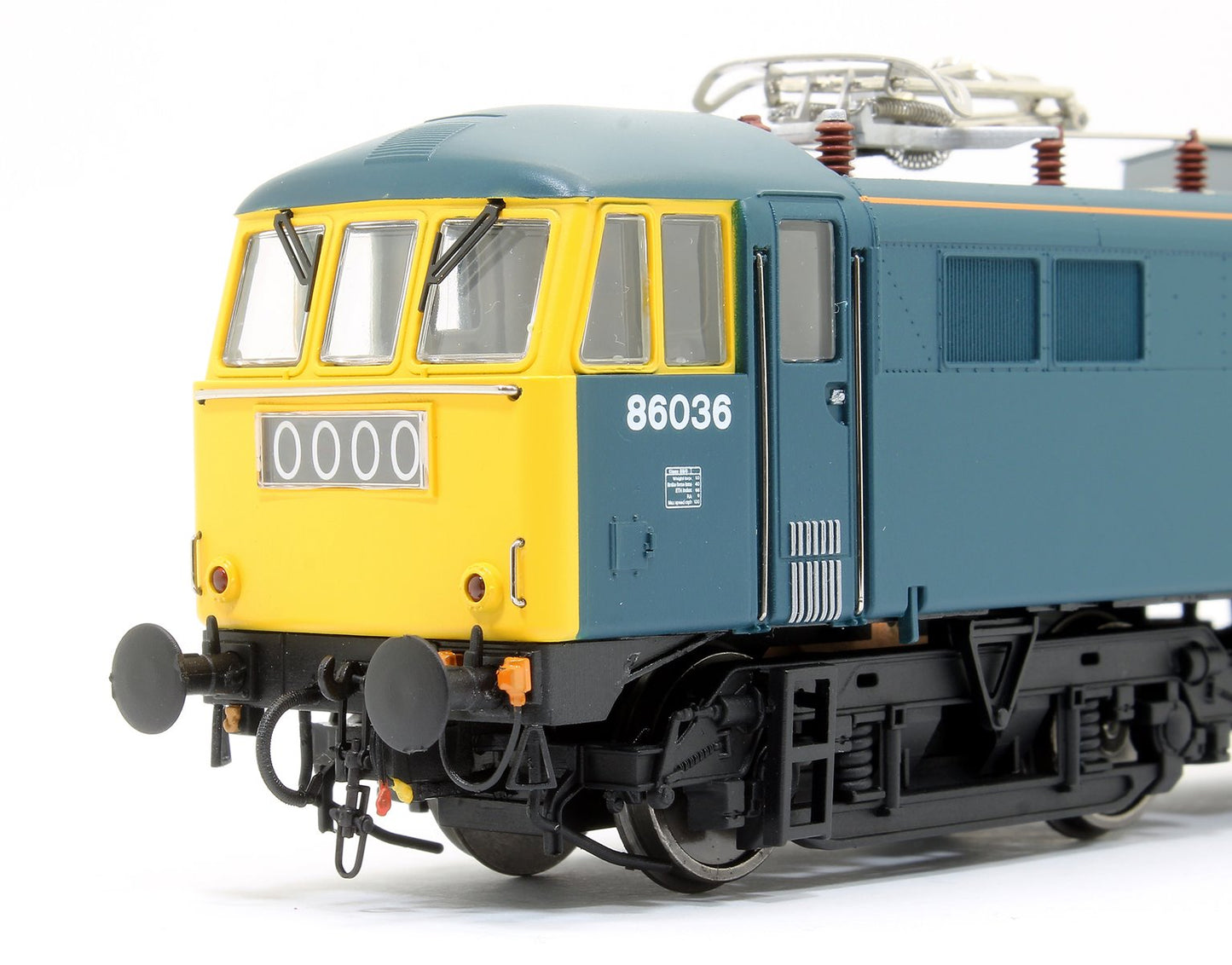 Pre-Owned 8655 Class 86/0 'AL6' Bo-Bo Electric Locomotive BR Rail Blue 86036 with double arrow logo, full yellow ends and orange cantrail stripes