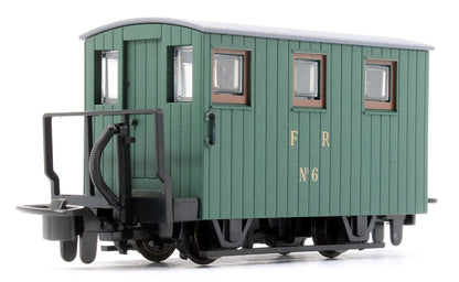 4 Wheel Ffestiniog Railway Single Balcony Brake Van Green No.6