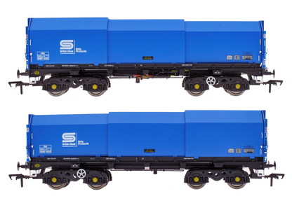 JSA Bogie Covered Steel Wagon Twin Pack - British Steel 3 - BSSP 4057, BSSP 4076