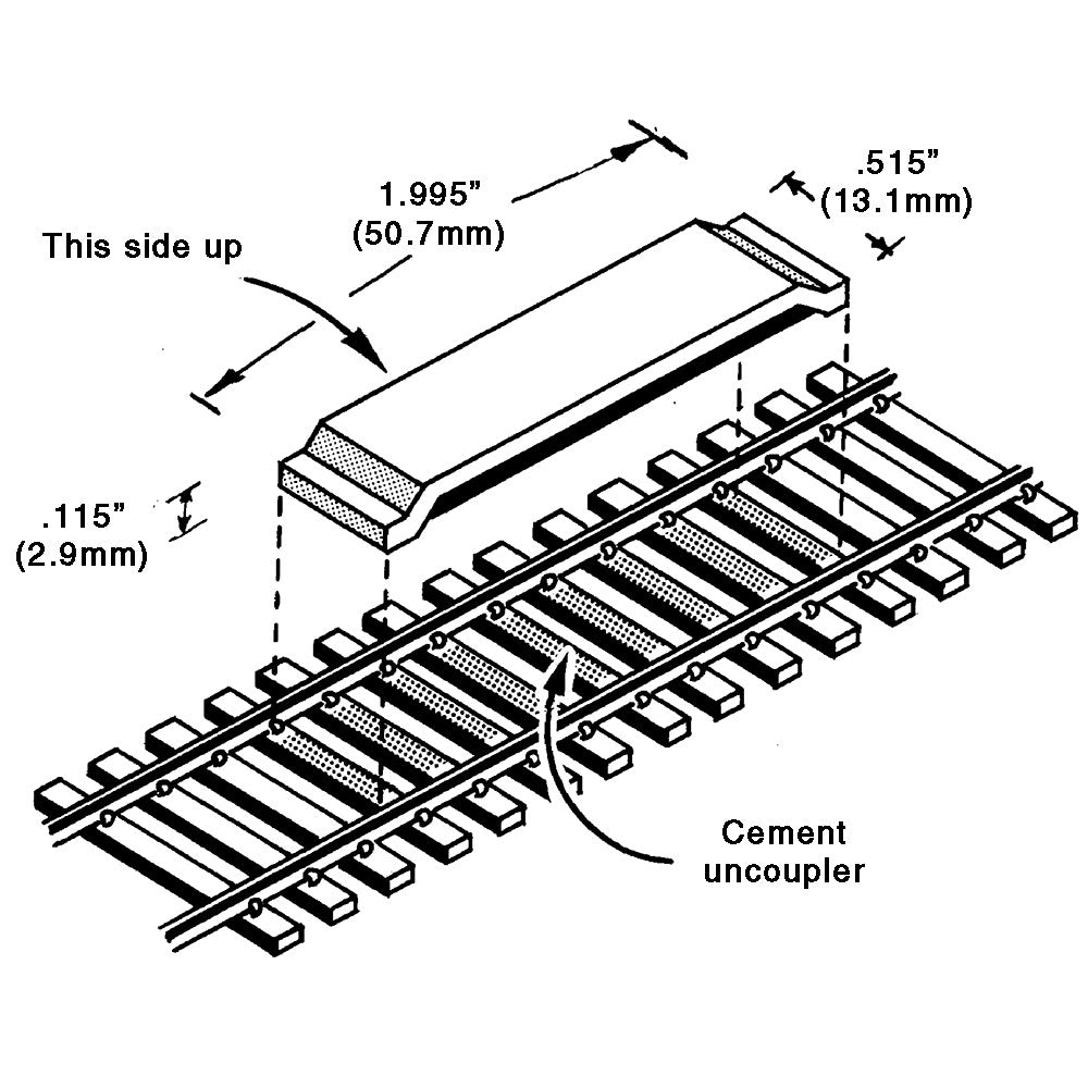 Delayed Between the Rails Magnet Uncoupler Code 100(1pr)