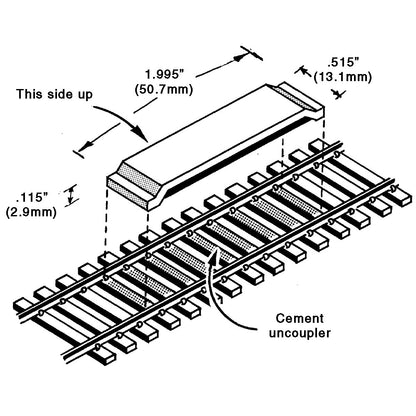 Delayed Between the Rails Magnet Uncoupler Code 100(1pr)