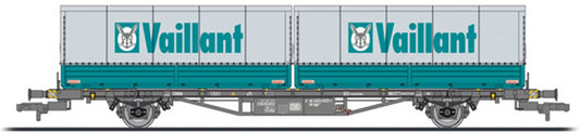 flat wagon, period IV, DB, Lgjs 571.1, 440 4 621-0, with 2 intermodal