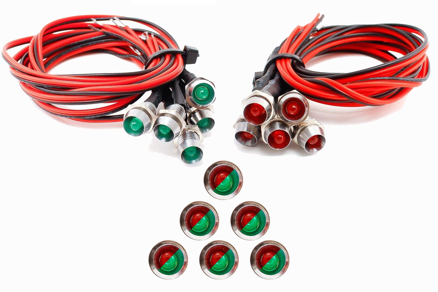 Chrome Mounted Panel 6x Pre-wired Red/Green