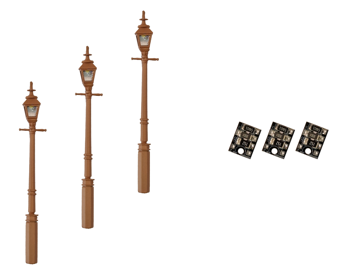 4mm Scale Gas Street/Platform Lamps – Brown (3 pack)